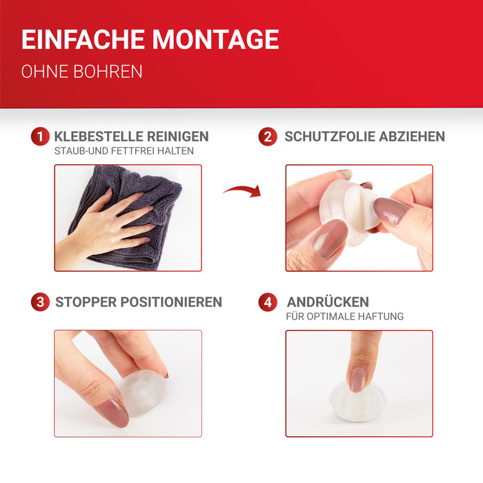 LouMaxx Türstopper Boden selbstklebend aus Gummi - 3er Set transparente Türstopper Gummi in Macarons-Form