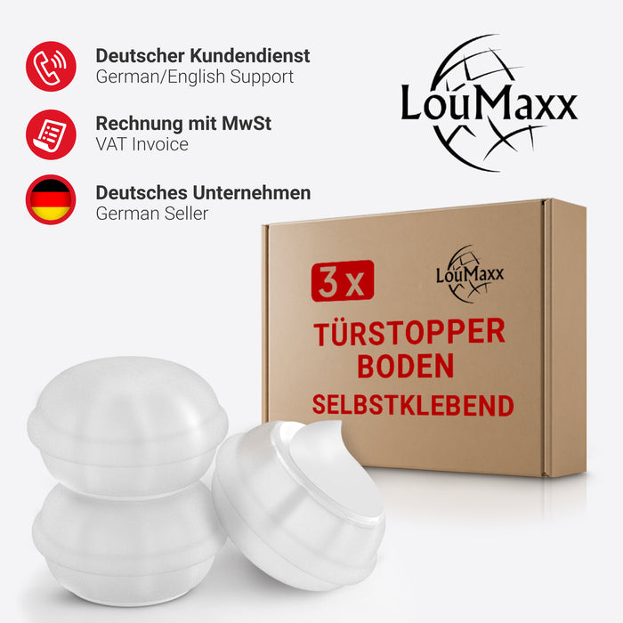 LouMaxx Türstopper Boden selbstklebend aus Gummi - 3er Set transparente Türstopper Gummi in Macarons-Form