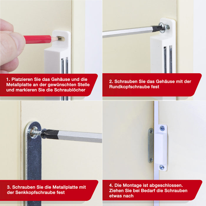 LouMaxx Magnetschnäpper sehr stark - Haltekraft 8kg - 4er Set in weiß – Türmagnet - Magnetverschluss - Tür Magnet - Magnetverschluss Schrank