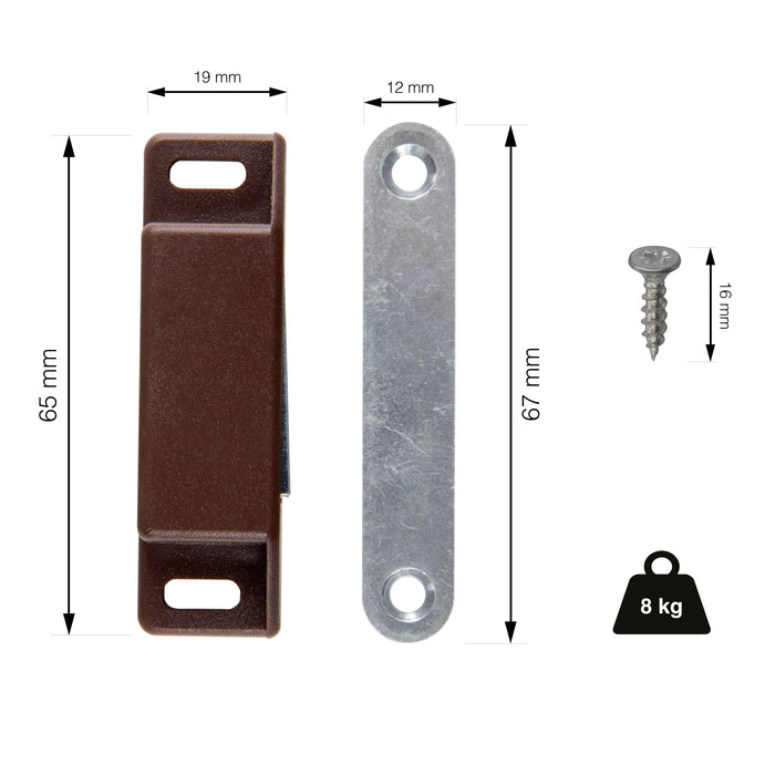LouMaxx Magnetschnäpper sehr stark - Haltekraft 8kg - 4er Set in braun – Türmagnet - Magnetverschluss - Tür Magnet - Magnetverschluss Schrank