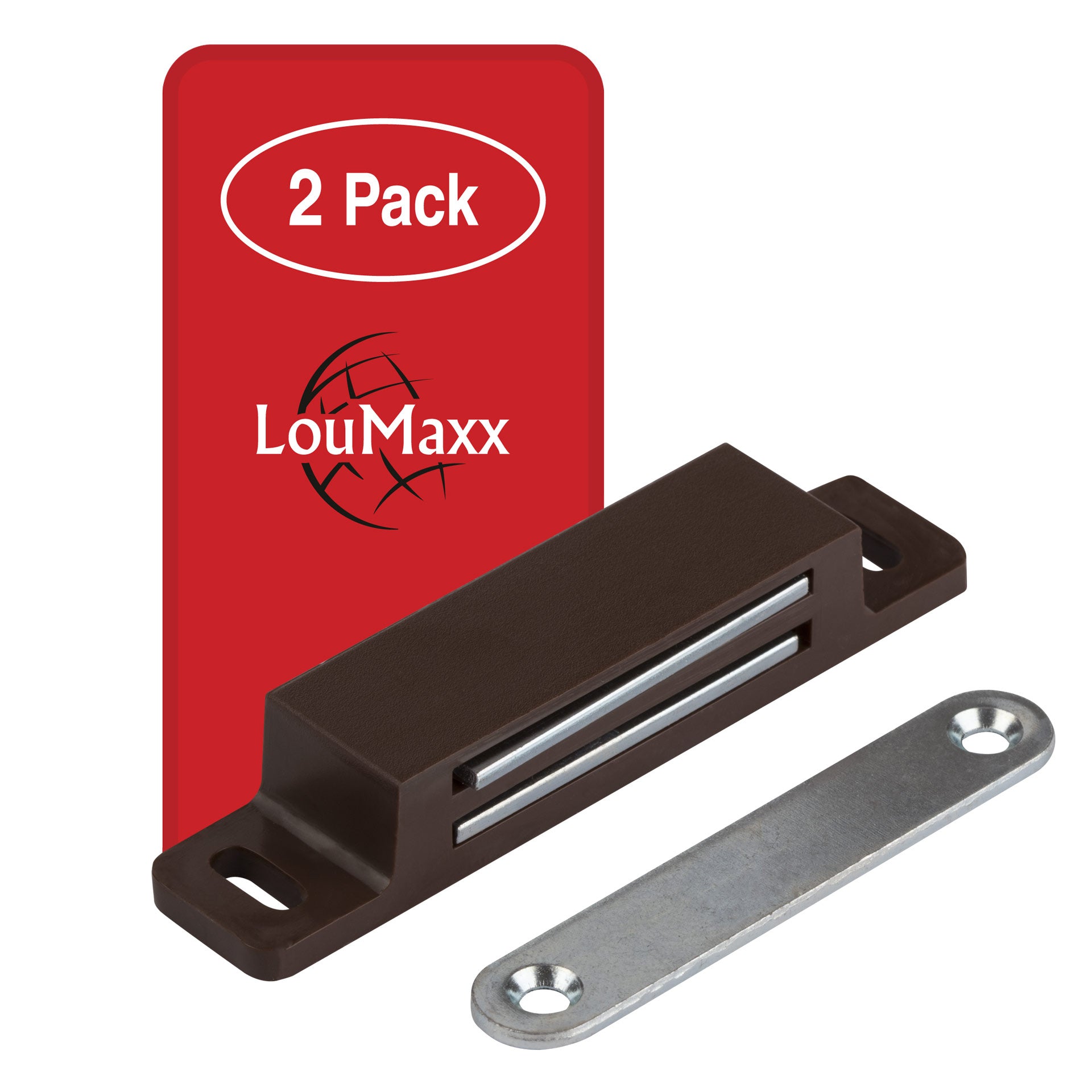 LouMaxx Magnetschnäpper extra stark – Haltekraft 13kg – 2er Set in braun Magnetverschluss – Magnetschloss – Türmagnet – Möbelmagnet – Schranktür