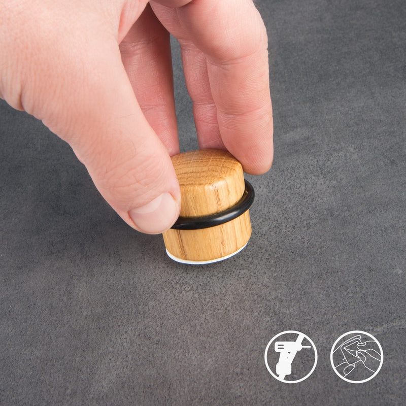 LouMaxx Türstopper Boden selbstklebend Holz, 2er Set - Türstopper Boden - Türstopper zum kleben - Selbstklebende Türstopper in Eiche–Optik