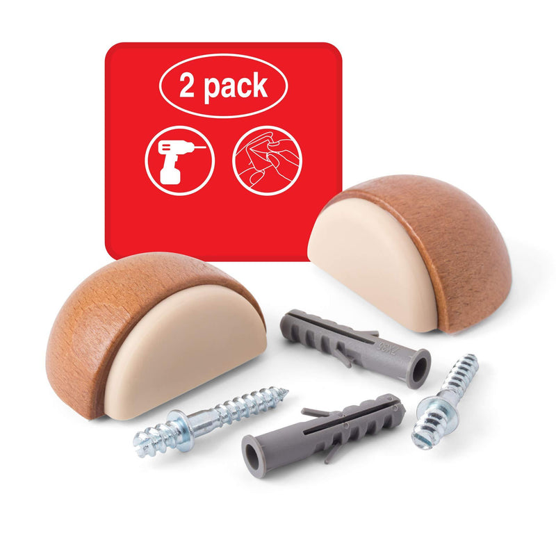 LouMaxx Türstopper Boden selbstklebend Holz, 2er Set - Türstopper Boden - Türstopper zum kleben - Türstopper selbstklebend - Türstopper in Eiche–Optik