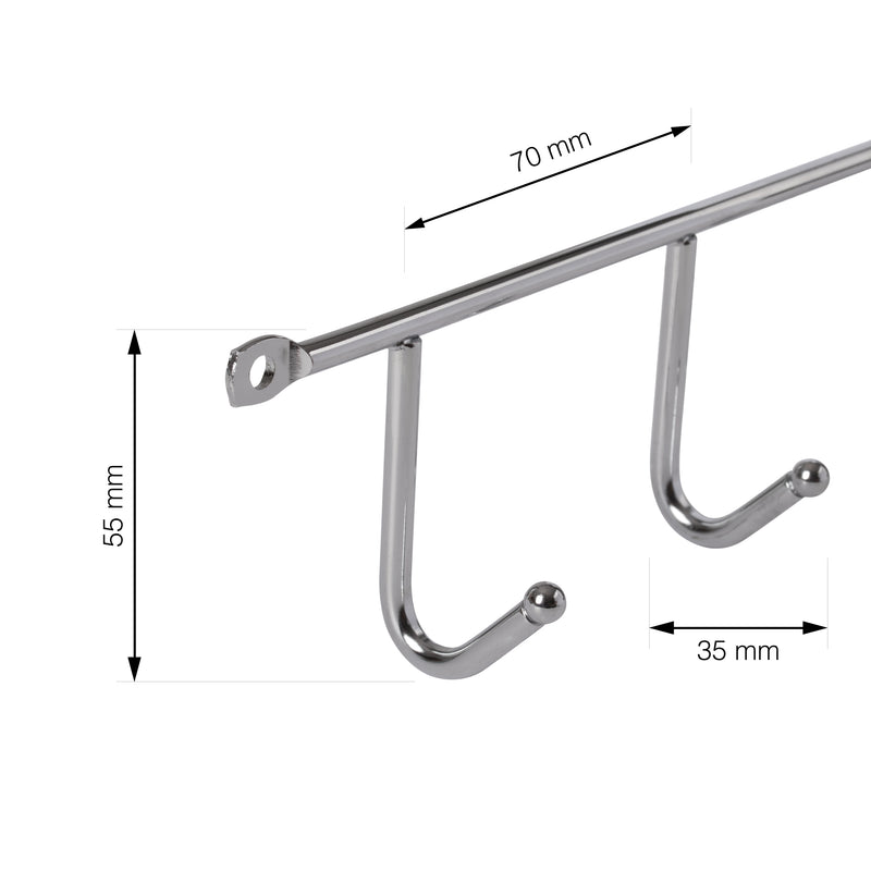 LouMaxx Hakenleiste – Kleiderhaken Wand 2er Set – Gaderobenhakenleiste – optimaler Helfer für Küche, Bad und Garage