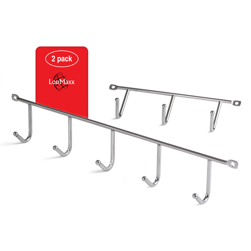 LouMaxx Hakenleiste – Kleiderhaken Wand 2er Set – Gaderobenhakenleiste – optimaler Helfer für Küche, Bad und Garage