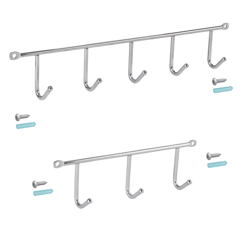 LouMaxx Hakenleiste – Kleiderhaken Wand 2er Set – Gaderobenhakenleiste – optimaler Helfer für Küche, Bad und Garage