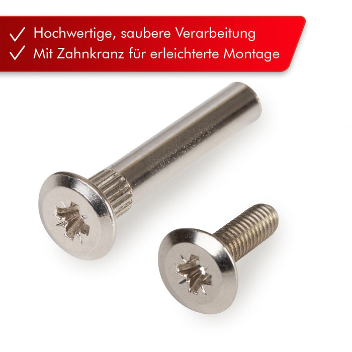 LouMaxx Verbindungsschrauben M6 26-35mm | 12er Set Möbelverbinder Möbelschrauben | Hülsenschrauben M6 Gewinde