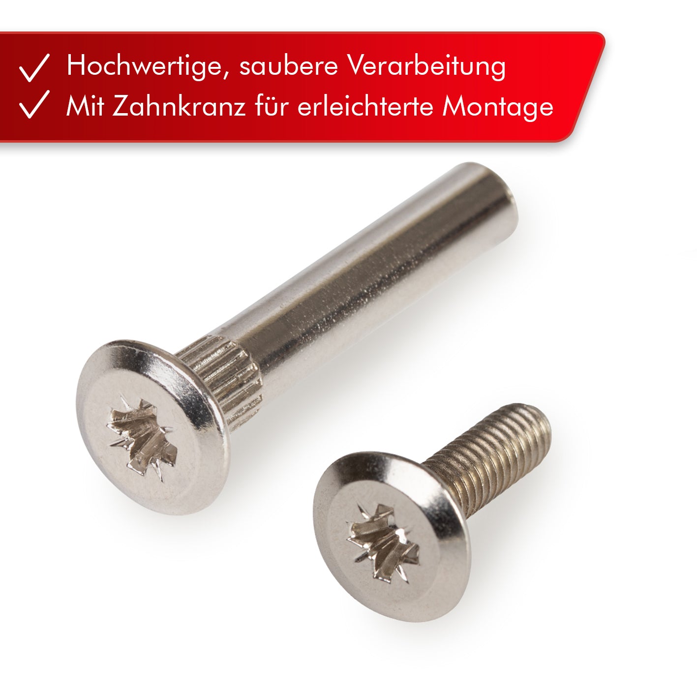 LouMaxx Verbindungsschrauben M4 31-40mm | 12er Set Möbelverbinder Möbelschrauben aus vernickeltem Stahl | Hülsenschrauben M4 Gewinde