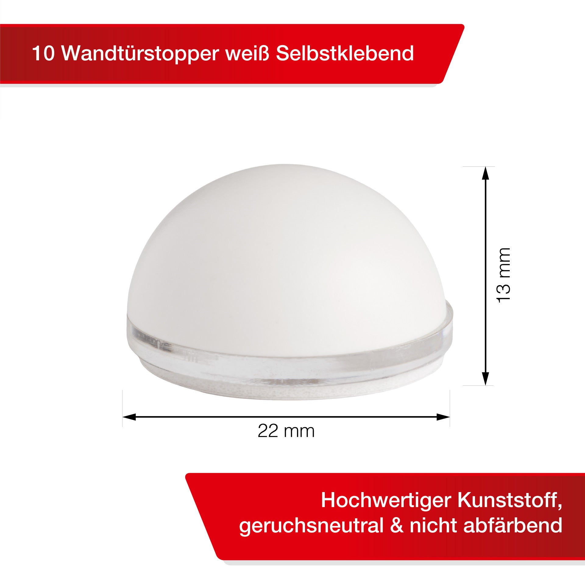 LouMaxx Türstopper Wand selbstklebend Ø 22mm - 10er Set weiß Wandstopper selbstklebend - Türpuffer Wand – Wandpuffer selbstklebend