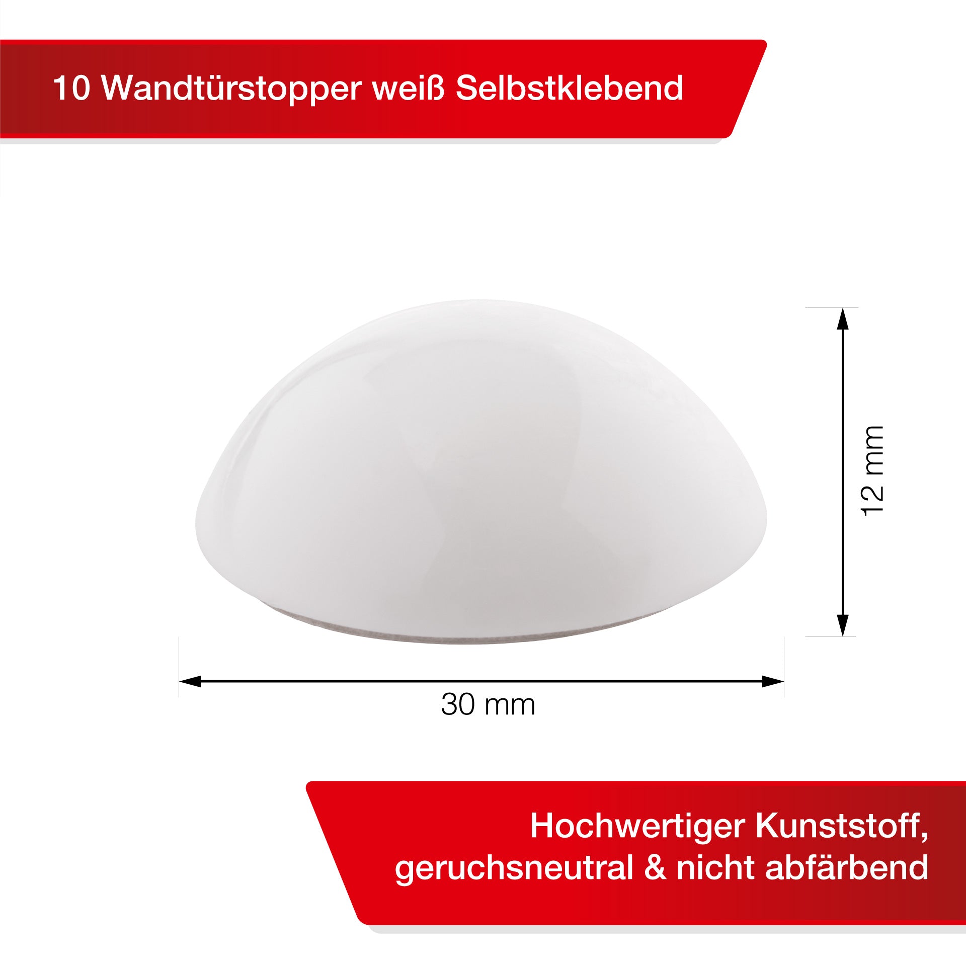 LouMaxx Türstopper Wand selbstklebend Ø 30mm - 10er Set weiß Wandstopper selbstklebend - Türpuffer Wand – Wandpuffer selbstklebend