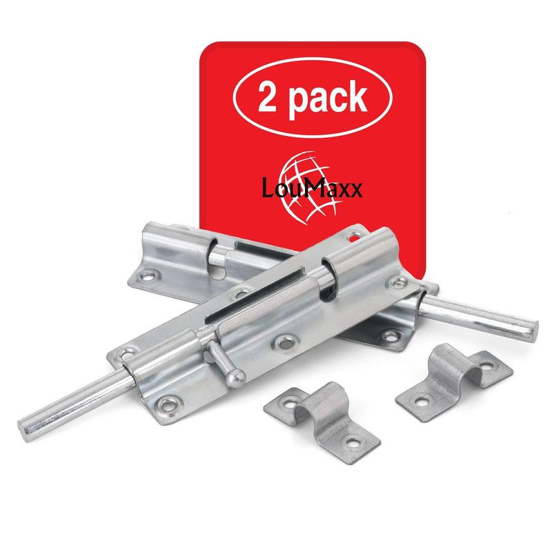 LouMaxx Türriegel 2er Set - Riegelschloss 38x100 mm - inklusive Schrauben - Schlossriegel – Riegel Tür - Schieberiegel – Verriegelung für Türen