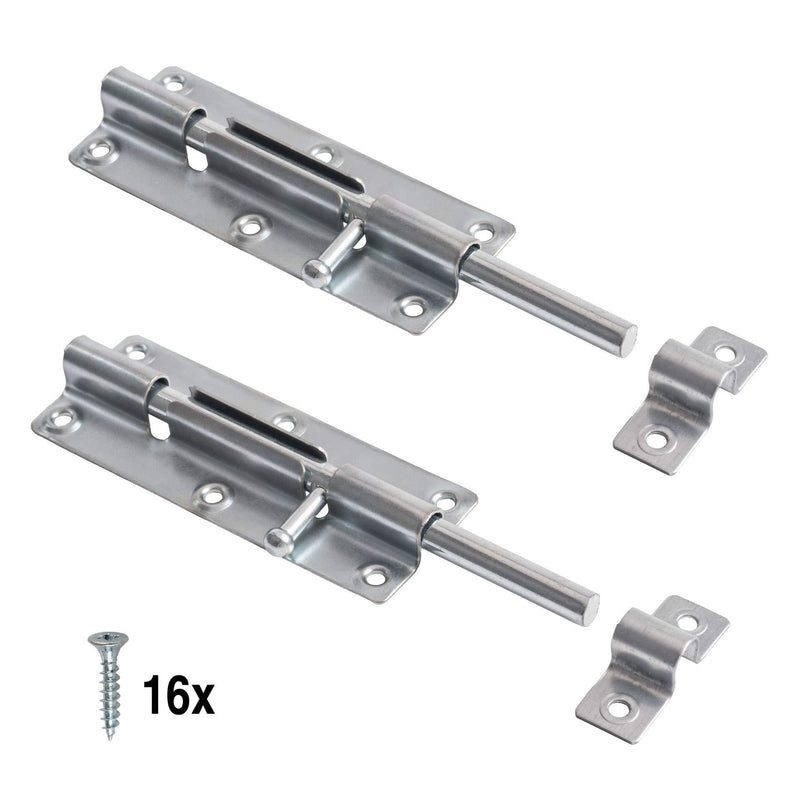 LouMaxx Türriegel 2er Set - Riegelschloss 38x100 mm - inklusive Schrauben - Schlossriegel – Riegel Tür - Schieberiegel – Verriegelung für Türen