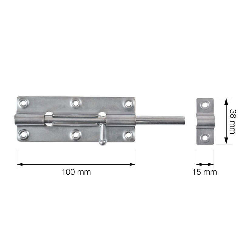 LouMaxx Türriegel 2er Set - Riegelschloss 38x100 mm - inklusive Schrauben - Schlossriegel – Riegel Tür - Schieberiegel – Verriegelung für Türen