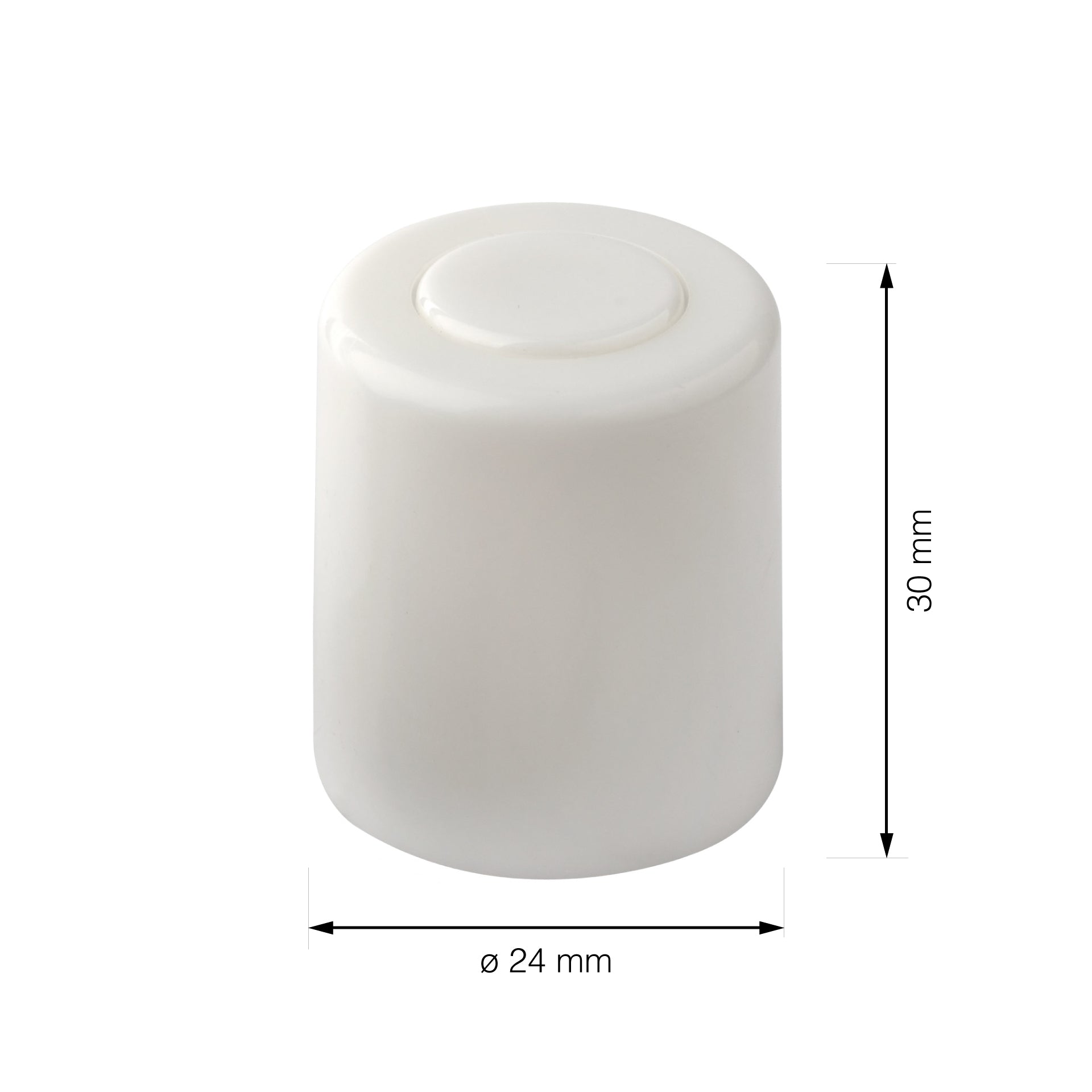 Produktmaße weißer Türstopper Boden zum Schrauben 24x30 mm