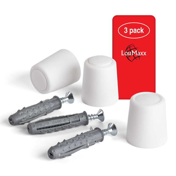 LouMaxx Türstopper Boden Schrauben aus Kunststoff - 3er Set in weiß - Türstopper Boden - Türstopper Kunststoff - Türstopper Bodenmontage
