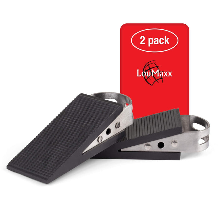 LouMaxx Türkeil mit Griff in Edelstahl-Optik 2er Set – Türstopper Boden praktische Handhabung durch den Griff