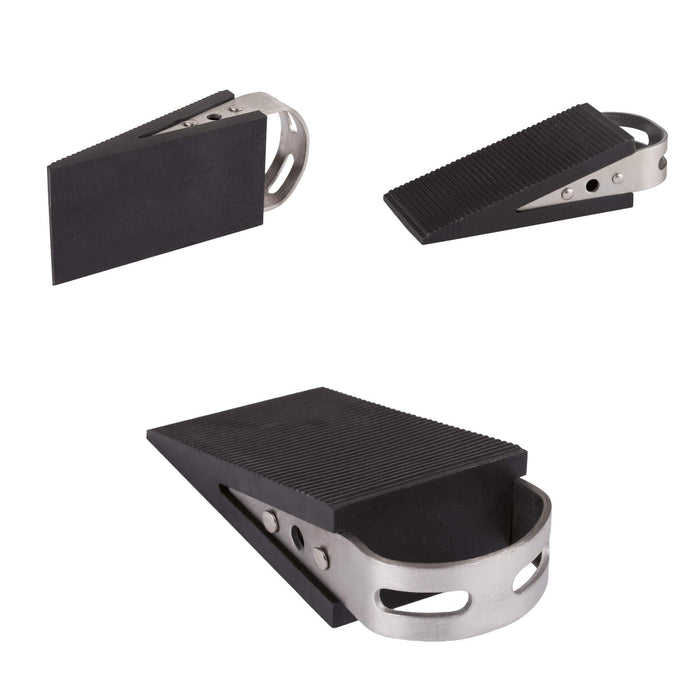 LouMaxx Türkeil mit Griff in Edelstahl-Optik 2er Set – Türstopper Boden praktische Handhabung durch den Griff