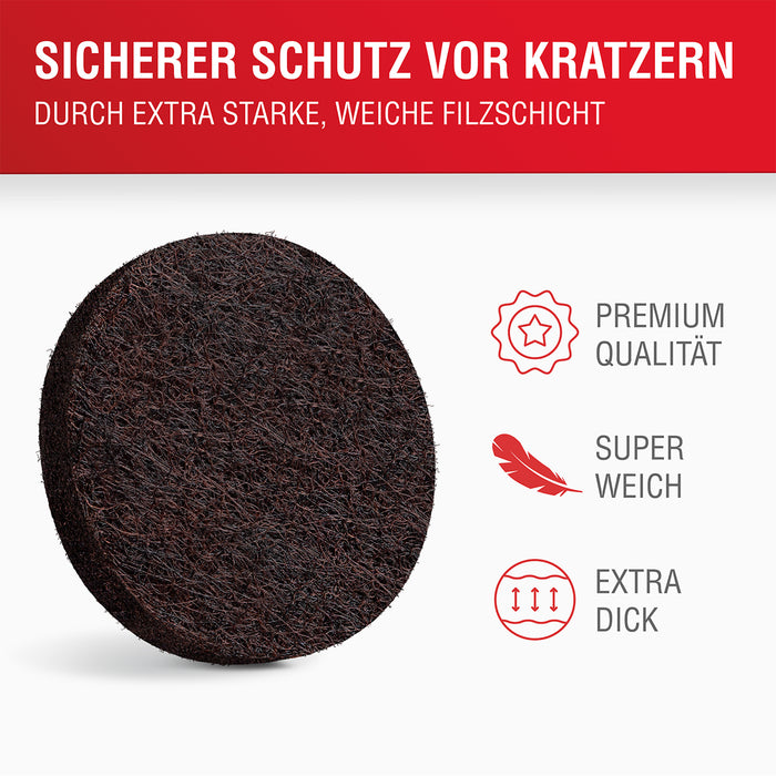 LouMaxx Filzgleiter selbstklebend braun 128er Set (rund & eckig) – Filz selbstklebend - Möbelgleiter  mit hoher Klebkraft