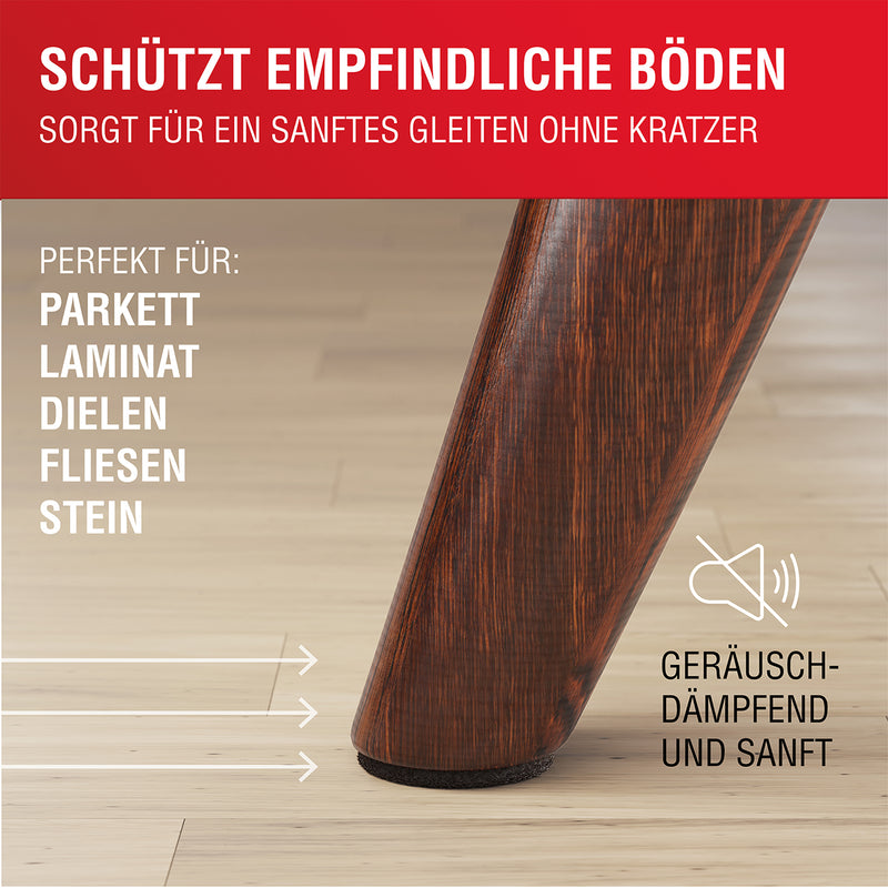 LouMaxx Filzgleiter selbstklebend braun 128er Set (rund & eckig) – Filz selbstklebend - Möbelgleiter  mit hoher Klebkraft