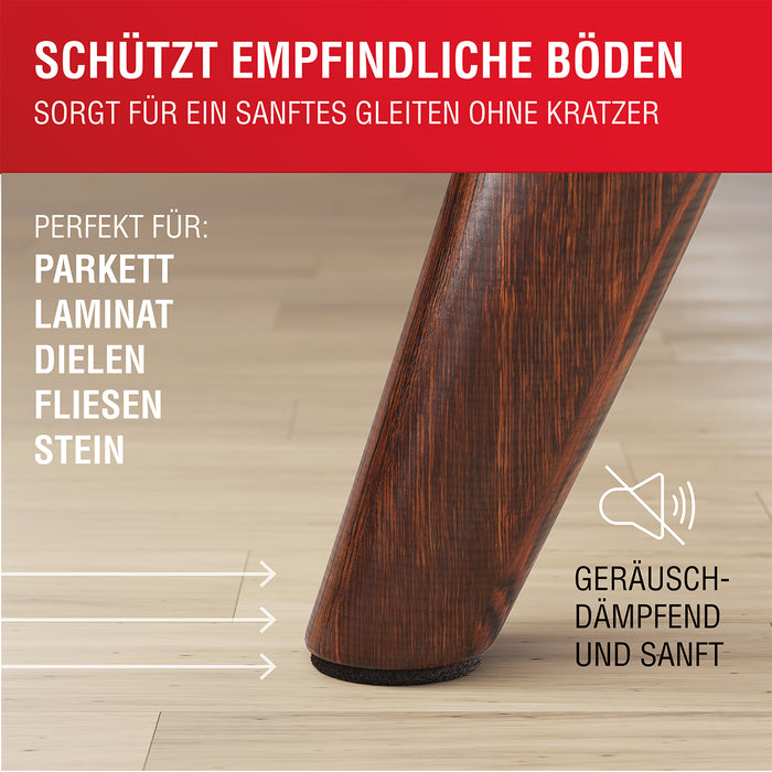 LouMaxx Filzgleiter selbstklebend braun 128er Set (rund & eckig) – Filz selbstklebend - Möbelgleiter  mit hoher Klebkraft