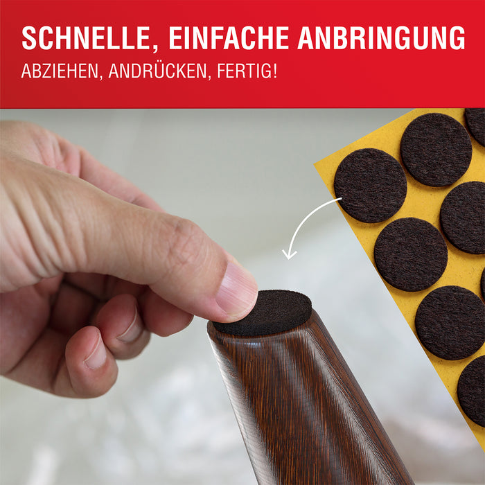 LouMaxx Filzgleiter selbstklebend braun 128er Set (rund & eckig) – Filz selbstklebend - Möbelgleiter  mit hoher Klebkraft