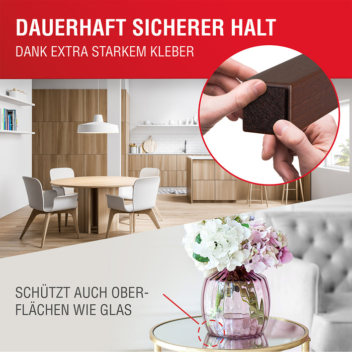 LouMaxx Filzgleiter selbstklebend braun 128er Set (rund & eckig) – Filz selbstklebend - Möbelgleiter  mit hoher Klebkraft