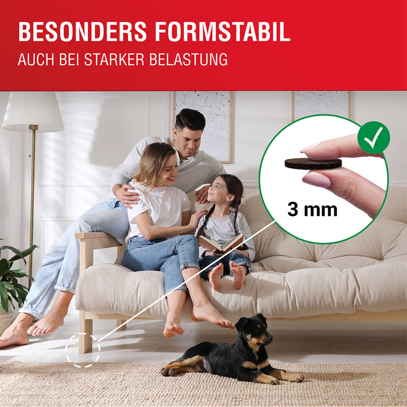 LouMaxx Filzgleiter selbstklebend braun 128er Set (rund & eckig) – Filz selbstklebend - Möbelgleiter  mit hoher Klebkraft