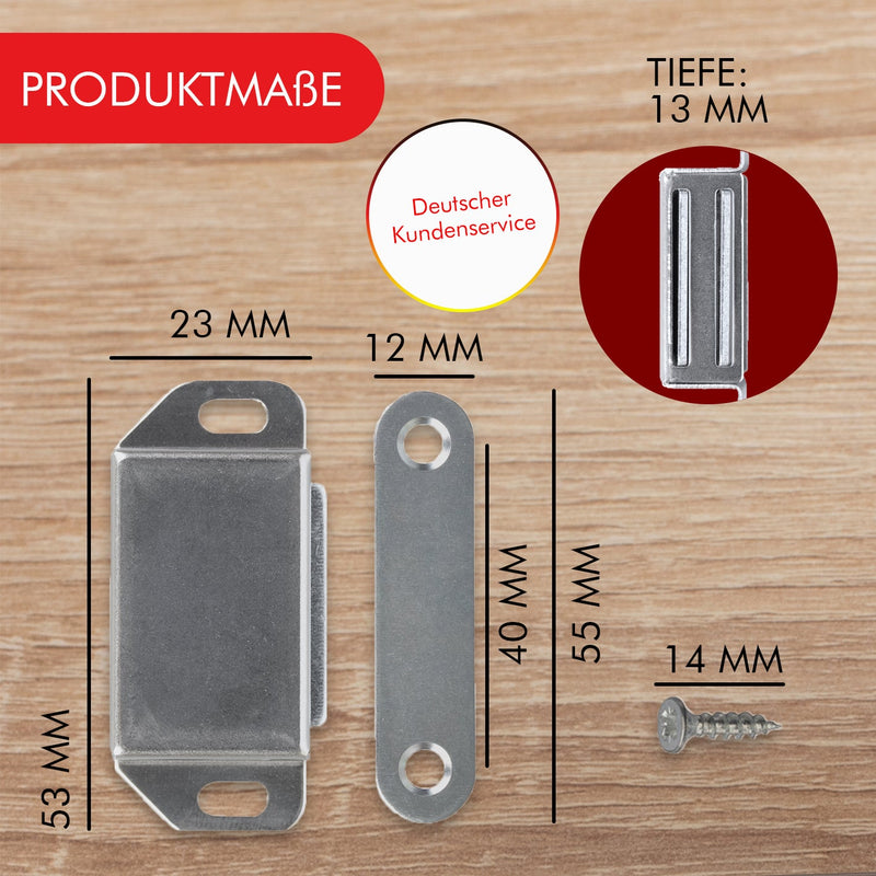 LouMaxx Magnetschnäpper stark - Haltekraft 6kg - 4er Set aus Edelstahl – Türmagnet - Schrankmagnet – Möbelmagnete – Tuer Magnetverschluss Edelstahl– Magnethalter Schranktür für sicheren Halt