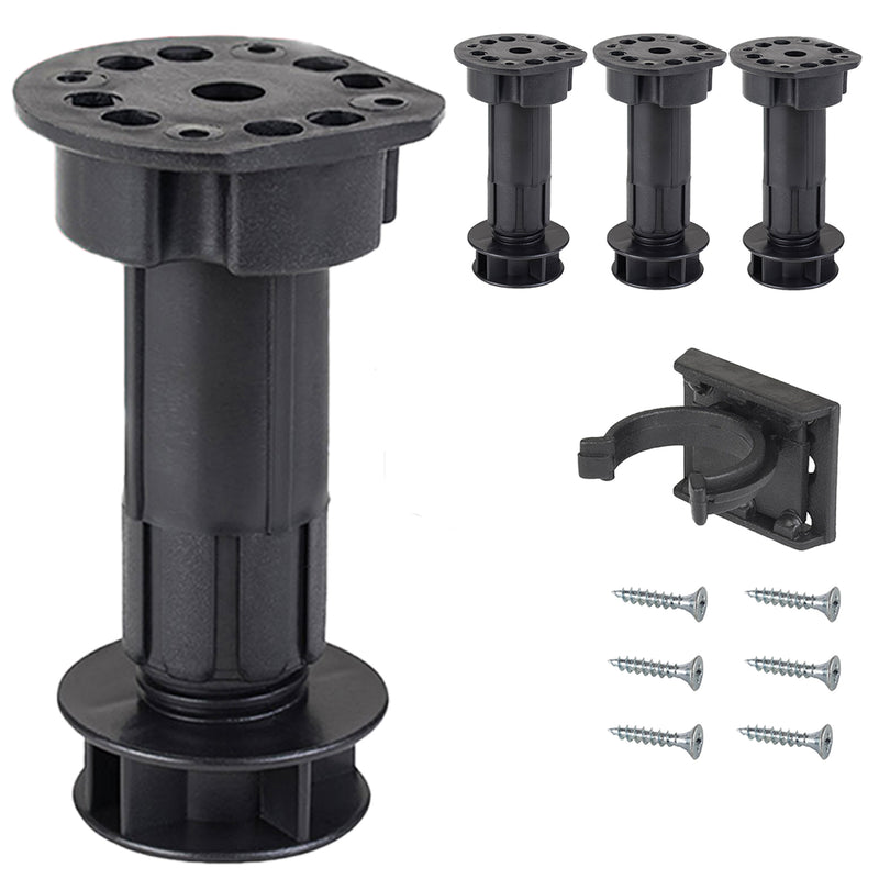 LouMaxx Sockelfüße 4er Set verstellbare Füße Schwarz | Möbelfuß 100-120mm für Küche oder Bad |verstellbare Möbelfüße mit Montagematerial |Möbelfüße höhenverstellbar |stabile Küchenfüße 200kg Tragkraft
