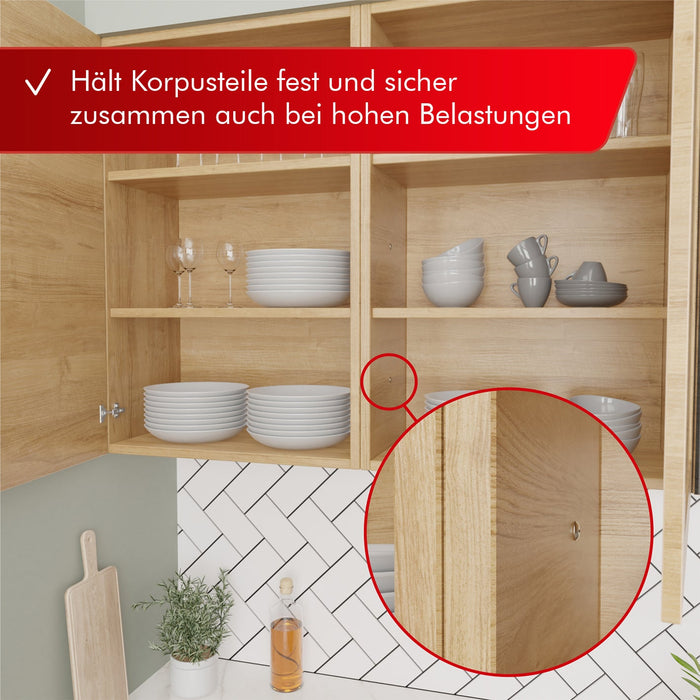 LouMaxx Verbindungsschrauben M4 31-40mm | 12er Set Möbelverbinder Möbelschrauben aus vernickeltem Stahl | Hülsenschrauben M4 Gewinde