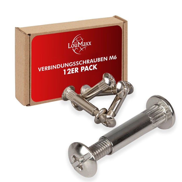 LouMaxx Verbindungsschrauben M6 26-35mm | 12er Set Möbelverbinder Möbelschrauben | Hülsenschrauben M6 Gewinde