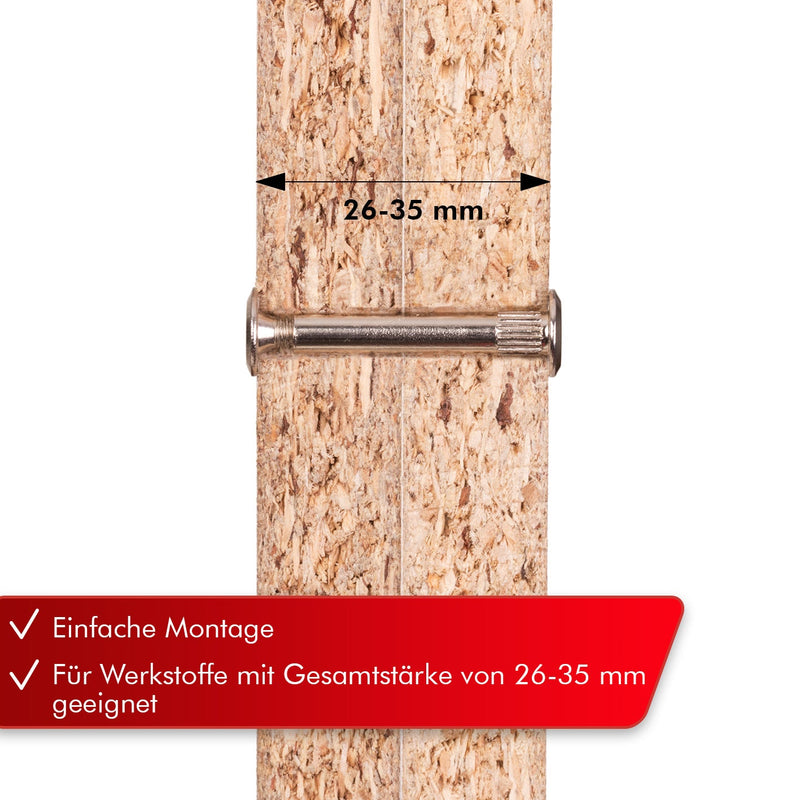 LouMaxx Verbindungsschrauben M6 26-35mm | 12er Set Möbelverbinder Möbelschrauben | Hülsenschrauben M6 Gewinde