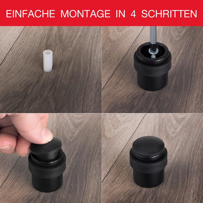 LouMaxx Türstopper Boden Metall zum Schrauben – 2er Set Tür Stopper in Schwarz matt –– Türstopper Boden Schrauben – Türstopper zum Schrauben auch geeignet für massive Türen
