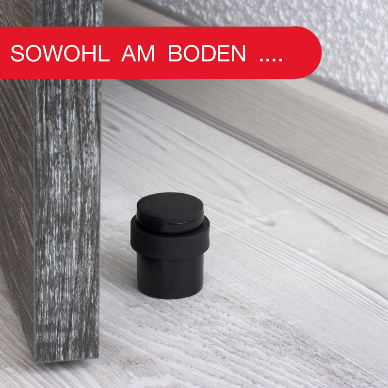LouMaxx Türstopper Boden Metall zum Schrauben – 2er Set Tür Stopper in Schwarz matt –– Türstopper Boden Schrauben – Türstopper zum Schrauben auch geeignet für massive Türen
