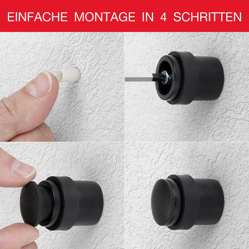 LouMaxx Türstopper Boden Metall zum Schrauben – 2er Set Tür Stopper in Schwarz matt –– Türstopper Boden Schrauben – Türstopper zum Schrauben auch geeignet für massive Türen