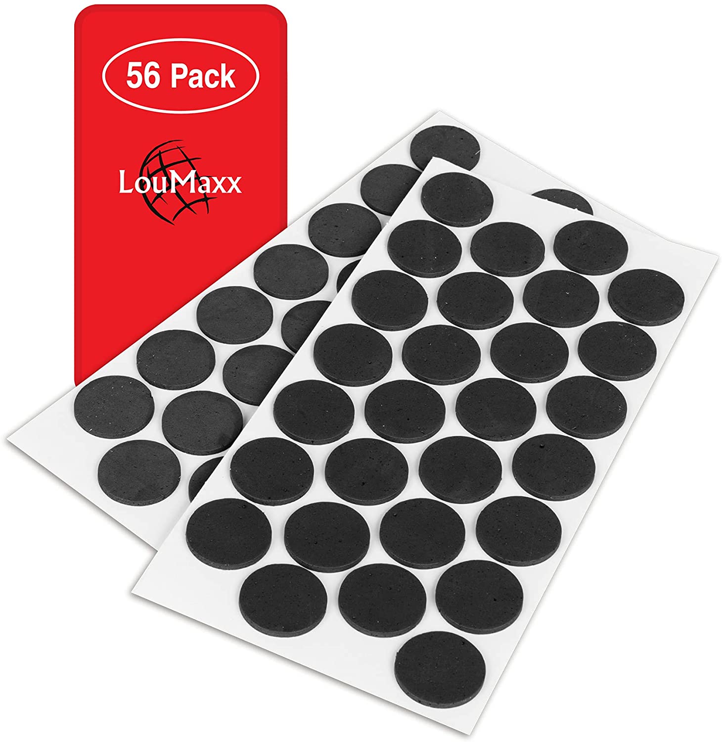 LouMaxx Antirutsch Pads selbstklebend | 56 x Anti Rutsch Möbelstopper schwarz, rund Ø 28 mm | rutschhemmend mit extra starkem Halt