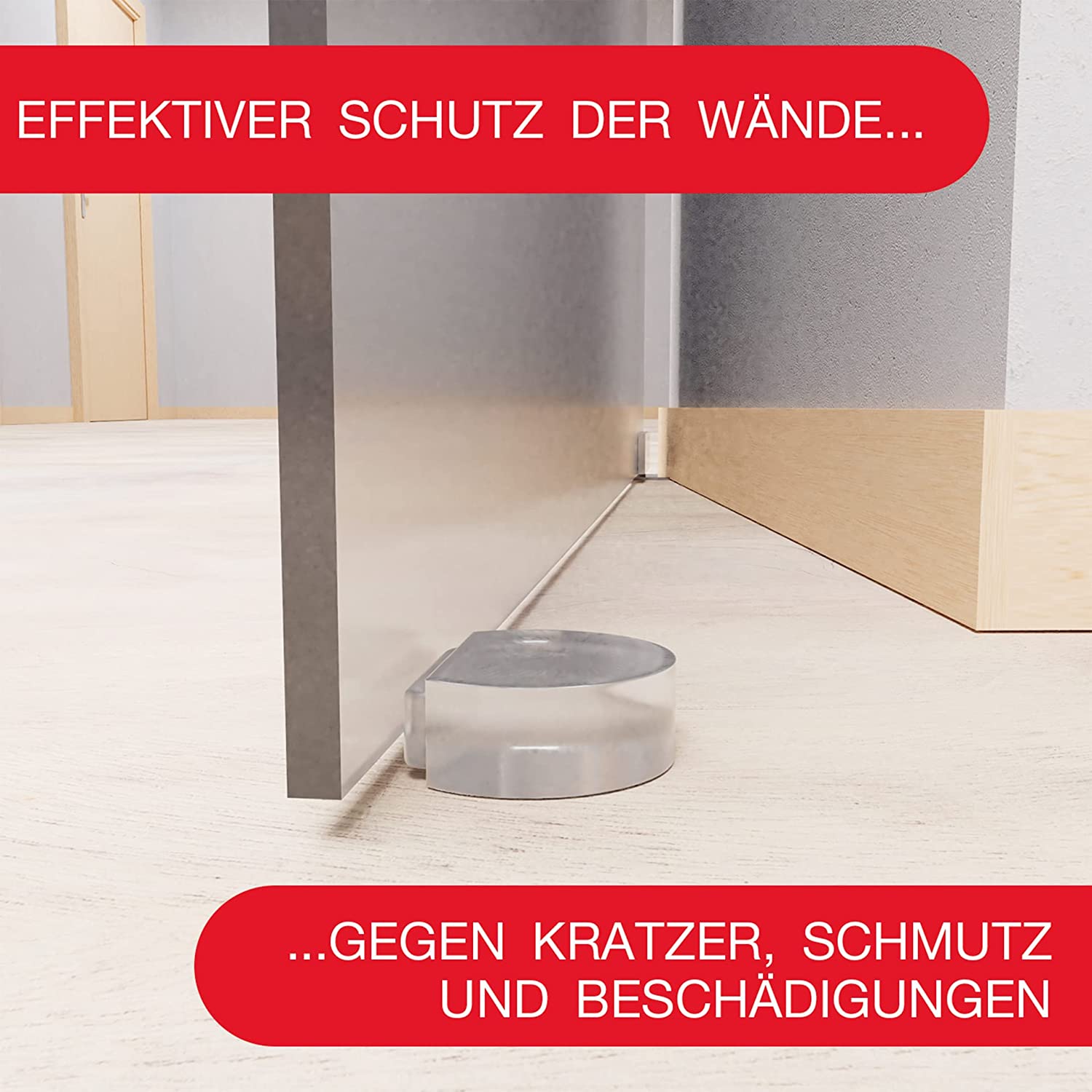 LouMaxx Türstopper Boden selbstklebend - 2er Set halbrund transparent Ø 46 mm x 15 mm