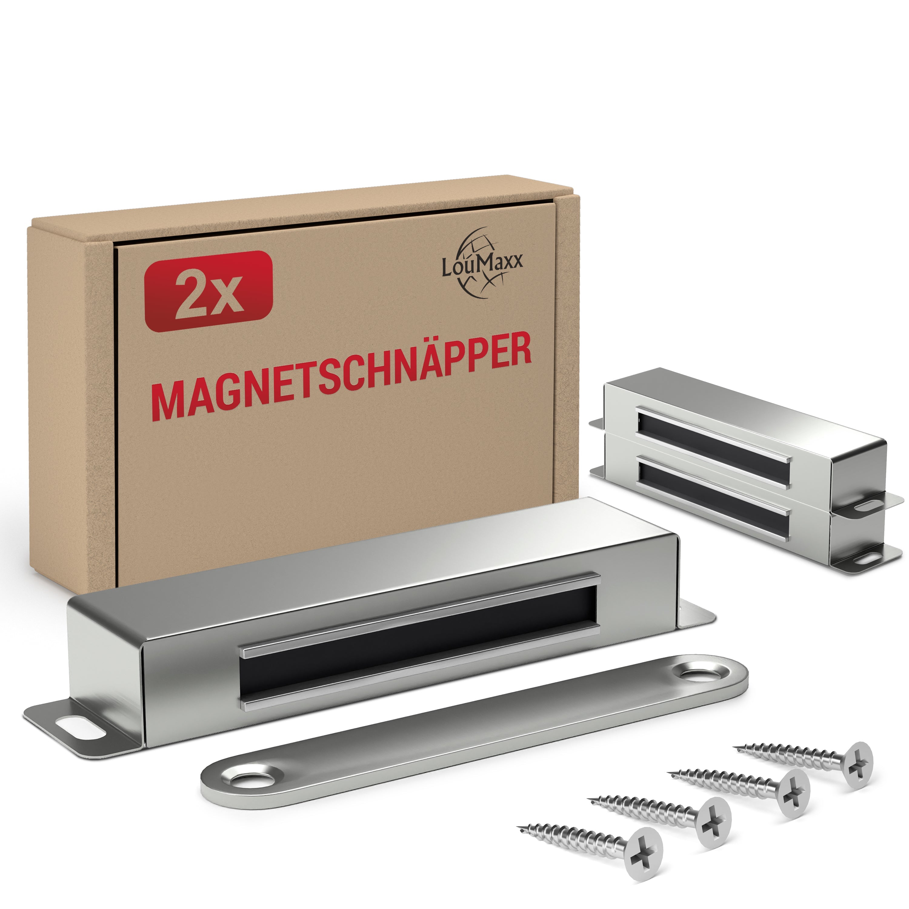LouMaxx Magnetschnäpper Edelstahl - Haltekraft 25kg - 2er Set