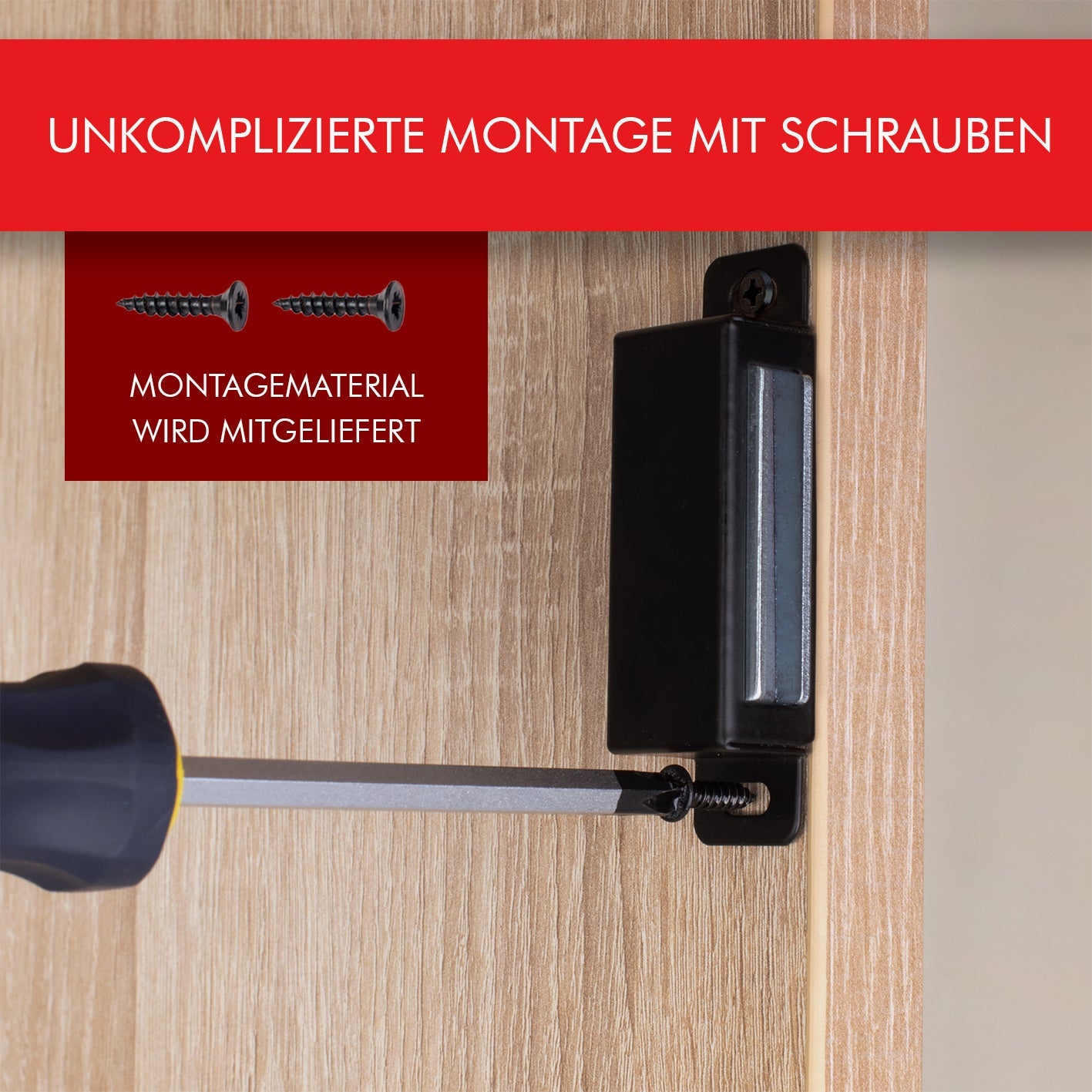 LouMaxx Magnetschnäpper - Haltekraft 25kg - 2er Set in Schwarz Edelstahl – Türmagnet - Schrankmagnet – Möbelmagnete – Tuer Magnetverschluss Edelstahl
