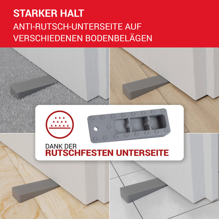 LouMaxx Türkeil - Türstopper Boden 3er Set, grau - Türstopper Keil aus Gummi - Türstopper Gummi - Türkeil Gummi