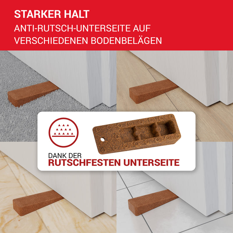 LouMaxx Türkeil - Türstopper Boden 3er Set, Kork - Türstopper Keil aus Kork und Gummi - Türstopper Gummi - Türkeil Gummi - Geruchsfreier Gummikeil bietet perfekten Halt auf allen Böden