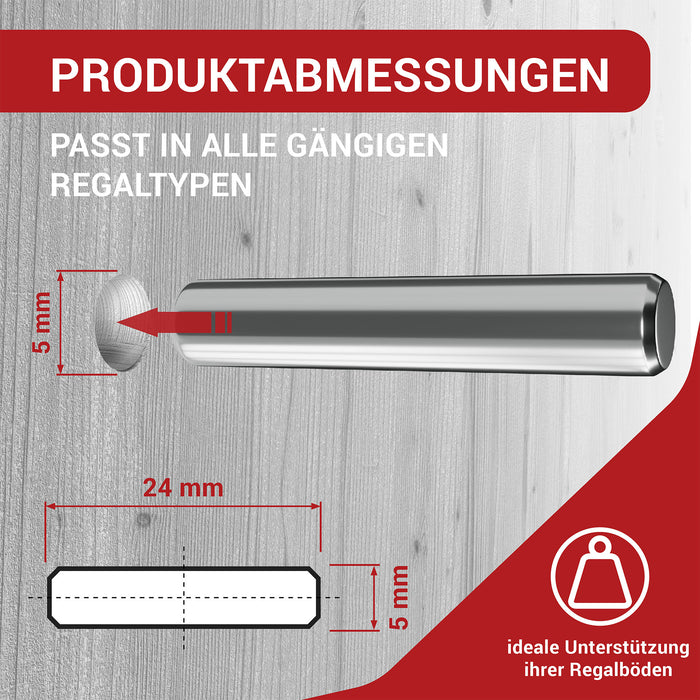 LouMaxx Regalbodenträger 5mm – 50 Stück Einlegeboden Halter – Bodenträger für Einlegeböden – Fachbodenträger vernickelt – Regalbodenhalter – Regalbrett Halterung – Bodenträger 5mm aus massivem Stahl