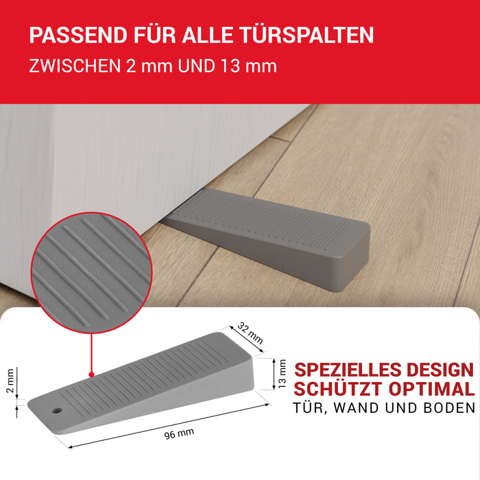 LouMaxx Türkeil - Türstopper Boden 3er Set, grau - Türstopper Keil aus Gummi - Türstopper Gummi - Türkeil Gummi