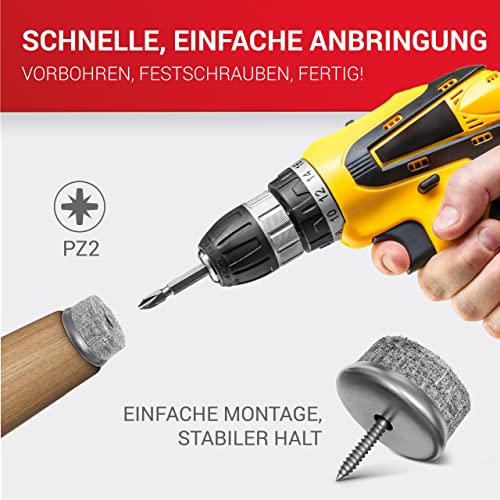 LouMaxx Stuhl Filzgleiter Schrauben Ø 30mm | Stuhlgleiter mit 6mm dickem Filz & Metalleinfassung | Filzgleiter zum Schrauben | Premium Filzgleiter für Stühle und Möbel | 20er Set Bodengleiter in Grau