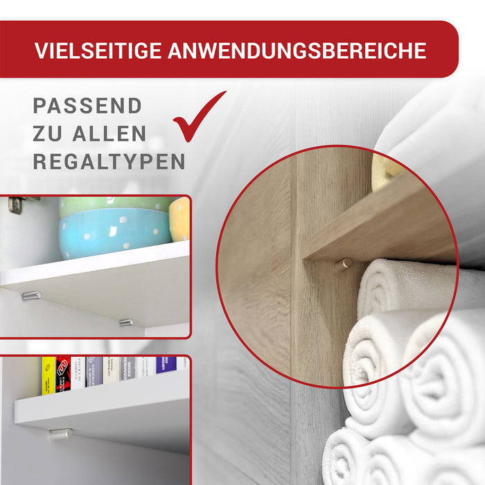 LouMaxx Regalbodenträger 5mm – 50 Stück Einlegeboden Halter – Bodenträger für Einlegeböden – Fachbodenträger vernickelt – Regalbodenhalter – Regalbrett Halterung – Bodenträger 5mm aus massivem Stahl