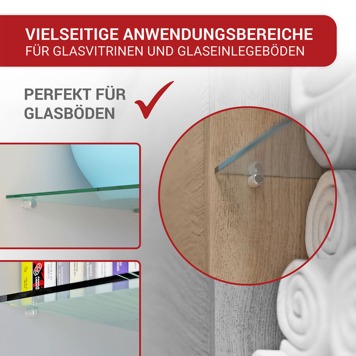 LouMaxx Regalbodenträger 5mm für Glasböden – 20er Set Vernickelte Regalstifte 5mm mit Gummierung – Langlebige Bodenträger 5mm für stabile Regalbrett Halterung in Schränken