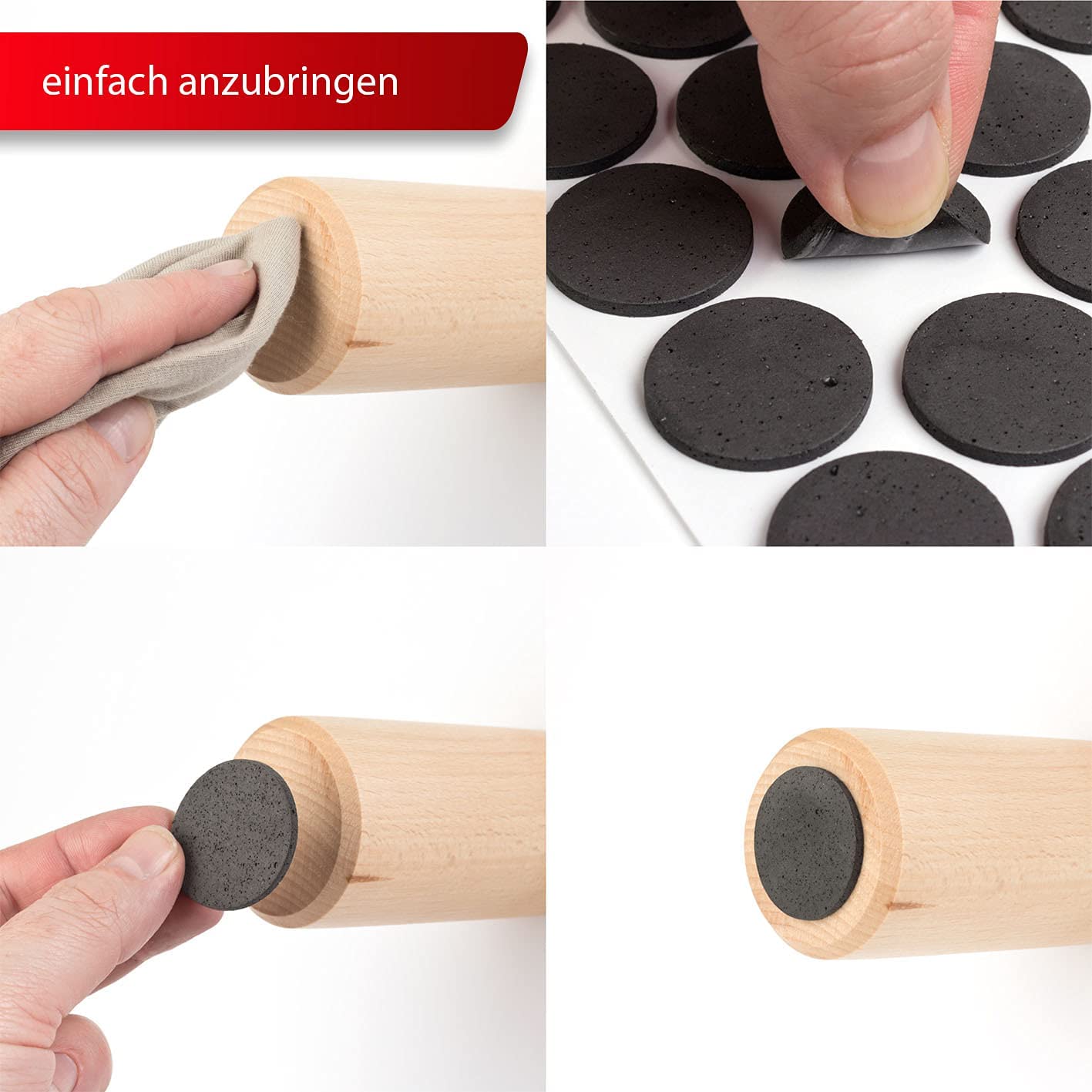 LouMaxx Antirutsch Pads selbstklebend | 56 x Anti Rutsch Möbelstopper schwarz, rund Ø 28 mm | rutschhemmend mit extra starkem Halt