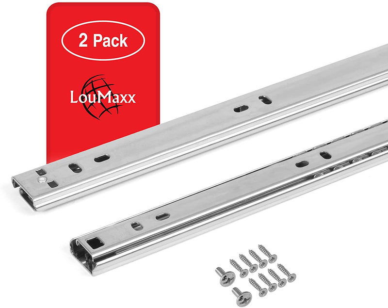LouMaxx Kugelauszug 2er Set Schubladenschienen 27 mm Nut | 300-400mm Schienen Schublade | Schubladen Schienensystem mit Teilauszug