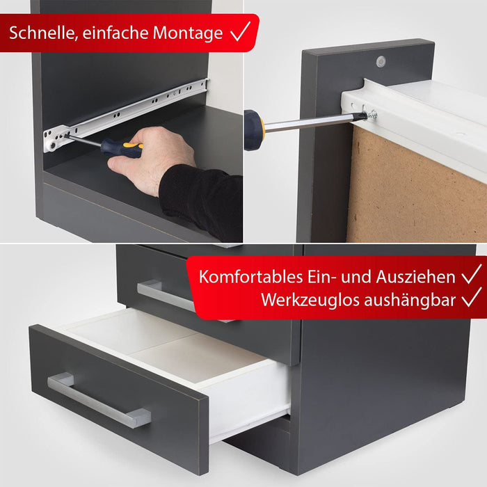 LouMaxx Rollschubführungen 350mm | 2er Set (1 Paar) Schubladenschienen weiß | Schubladen Schienensystem mit Teilauszug | Leichtgängige Schienen