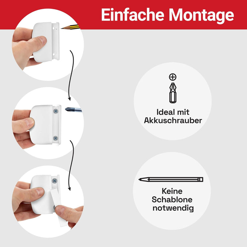 Balkontürgriff außen weiß, flach - 2er-Set mit Schraubenabdeckung